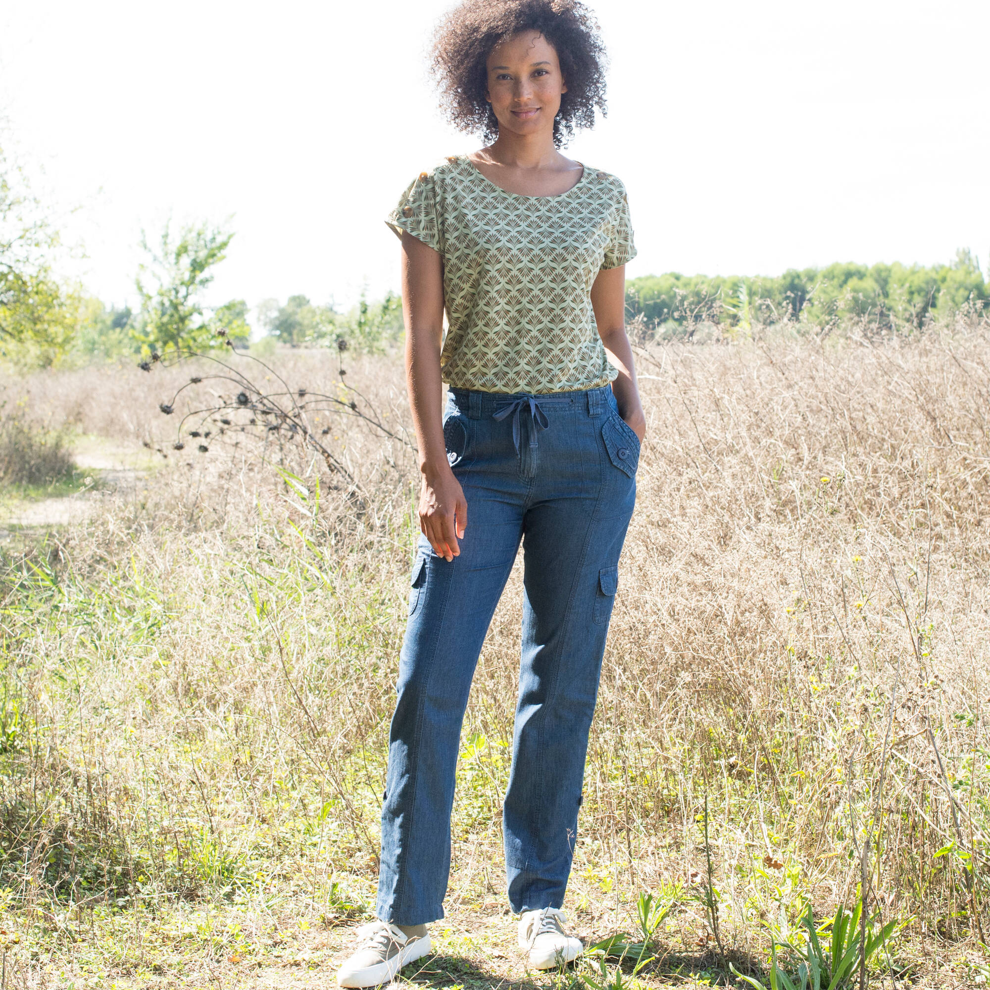 T-shirt col rond imprimé minimaliste