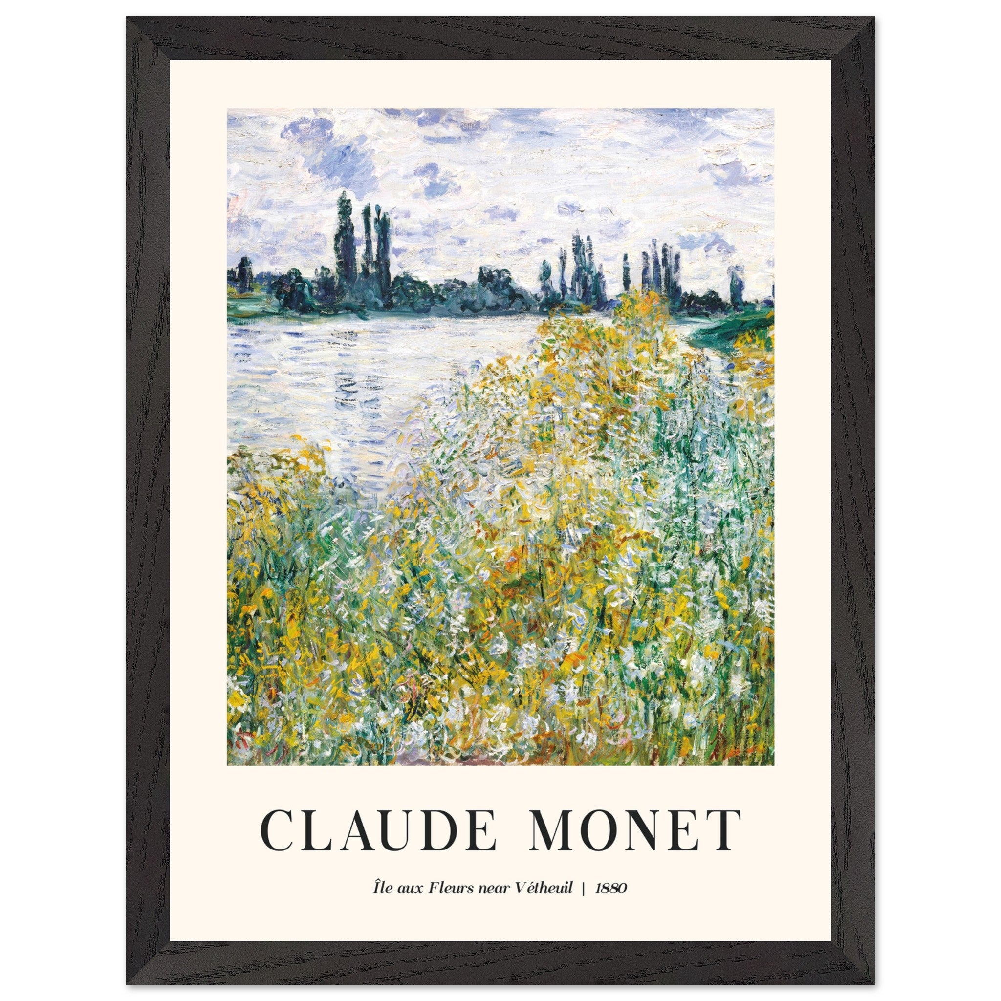 Artfulprints Poster met Lijst Claude Monet - Île aux fleurs near Vétheuil  - 30x40 cm - Groen
