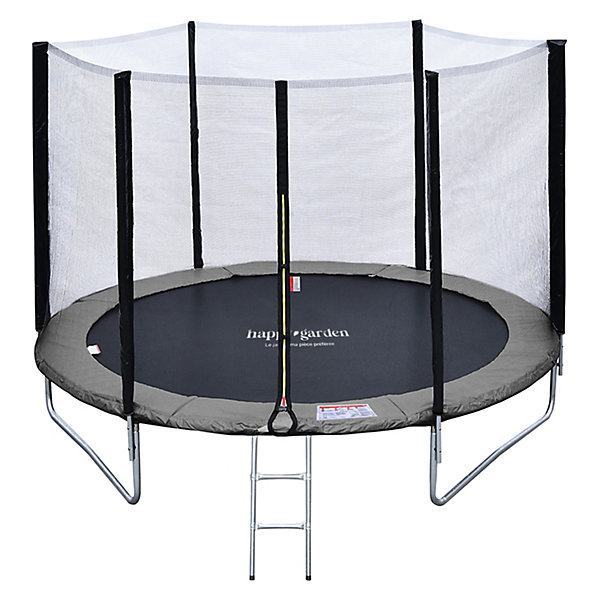 Pack Premium Trampoline 245cm réversible gris / rose CANBERRA   filet, échelle, bâche et kit d'ancrage - HAPPY GARDEN