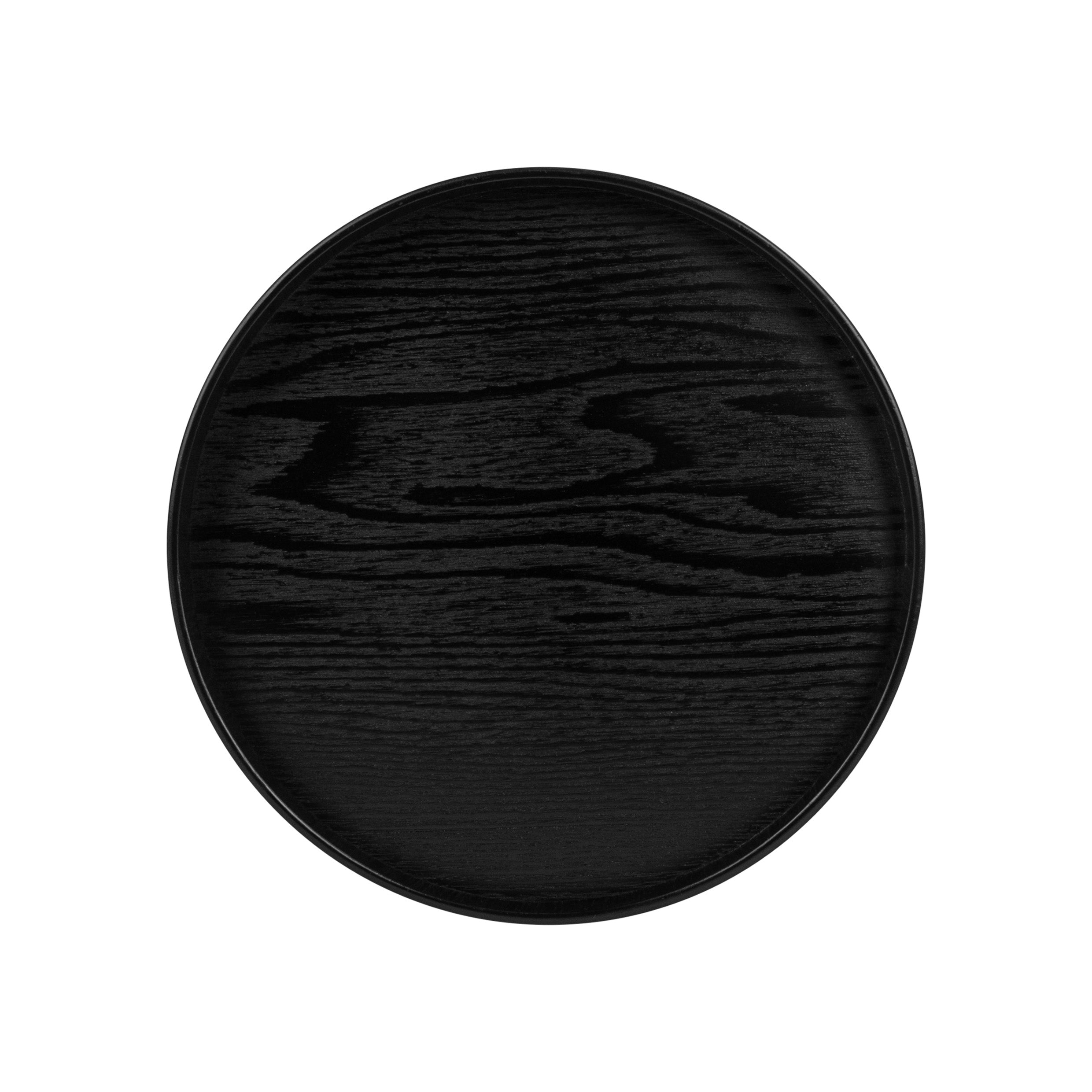 QUVIO Houten dienblad rond - Maat L - Diameter 30 cm - Zwart