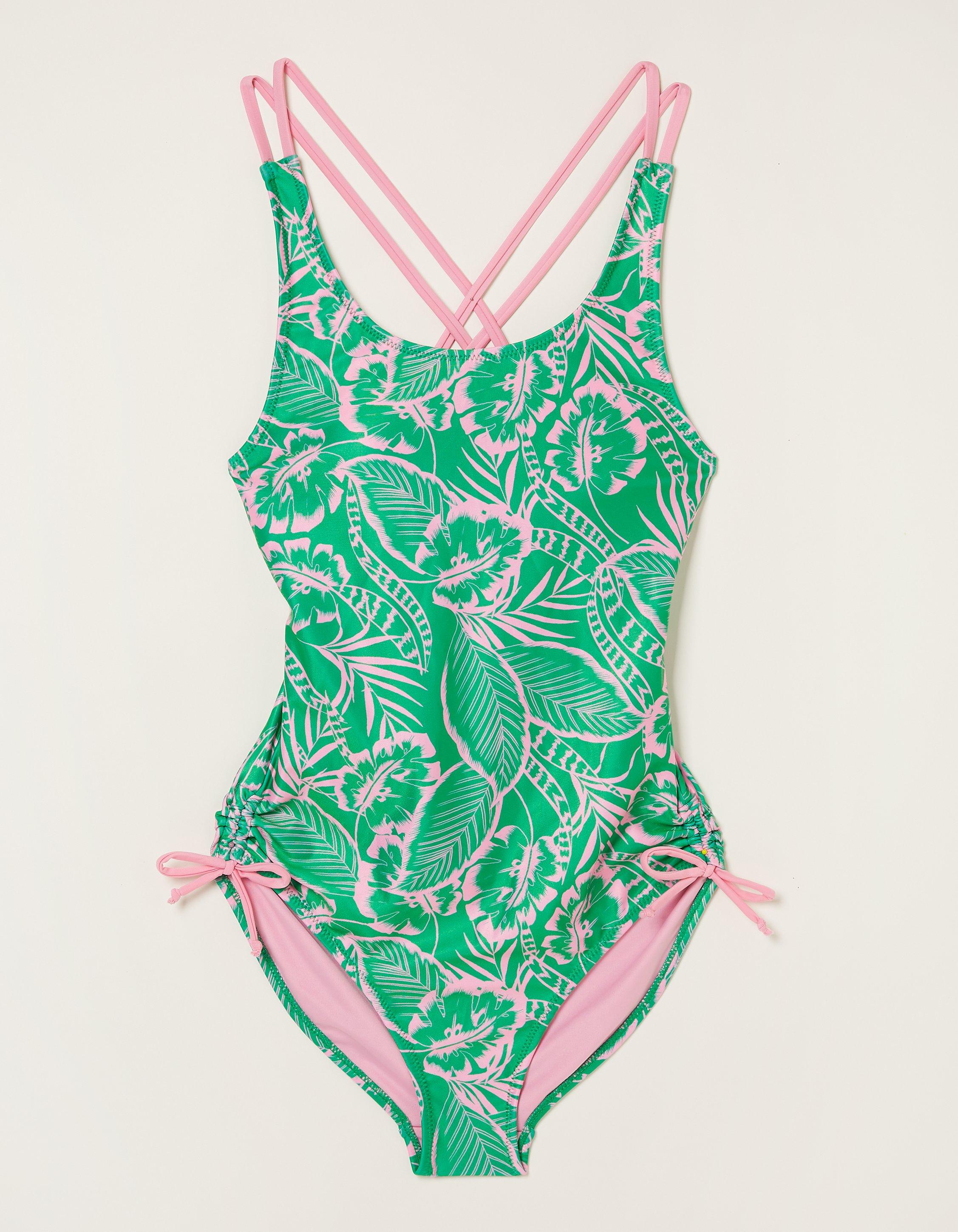 Tummy Control Tropical Leaves Swimsuit