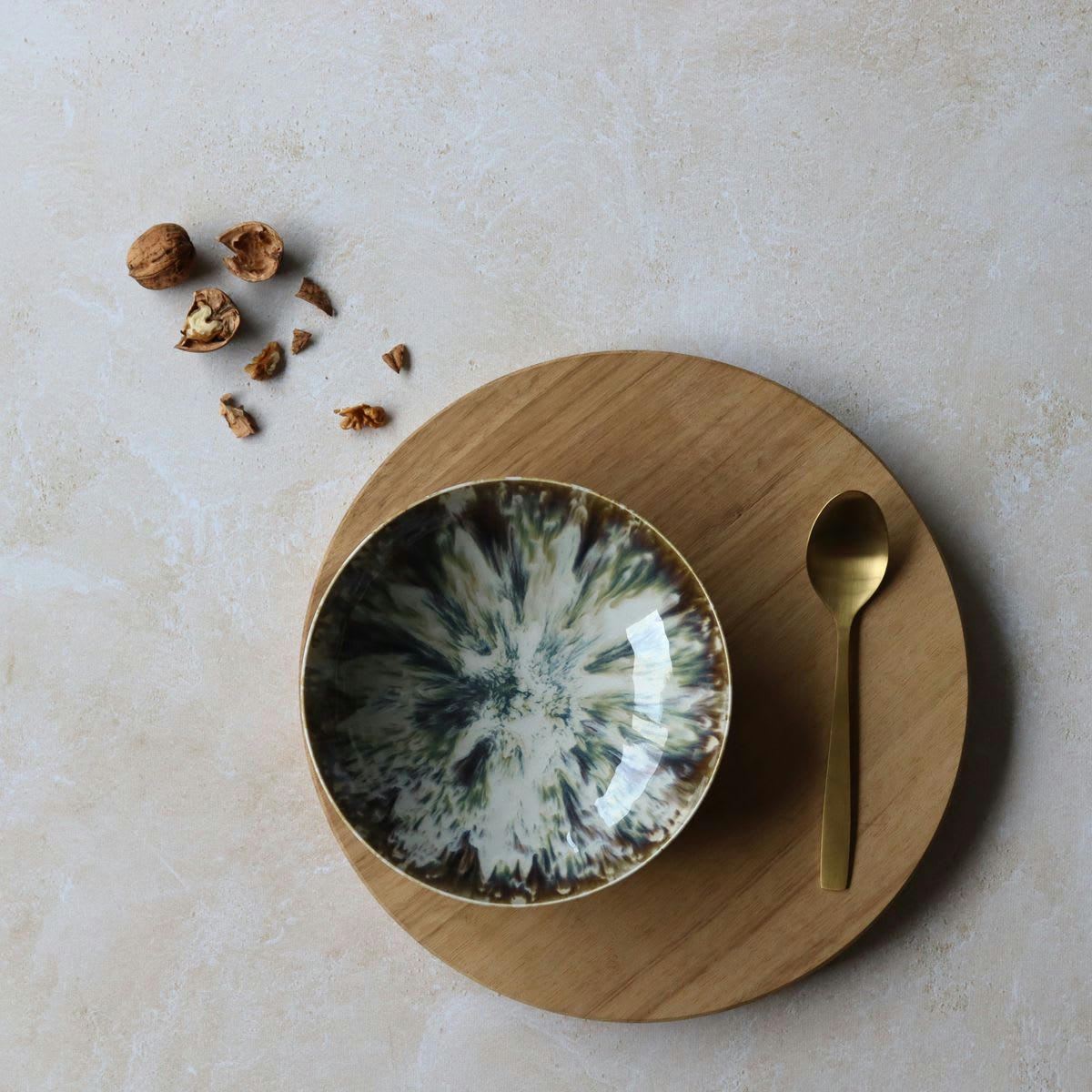 MAKA - Lot de 6 assiettes creuses abstraites en porcelaine 21cm