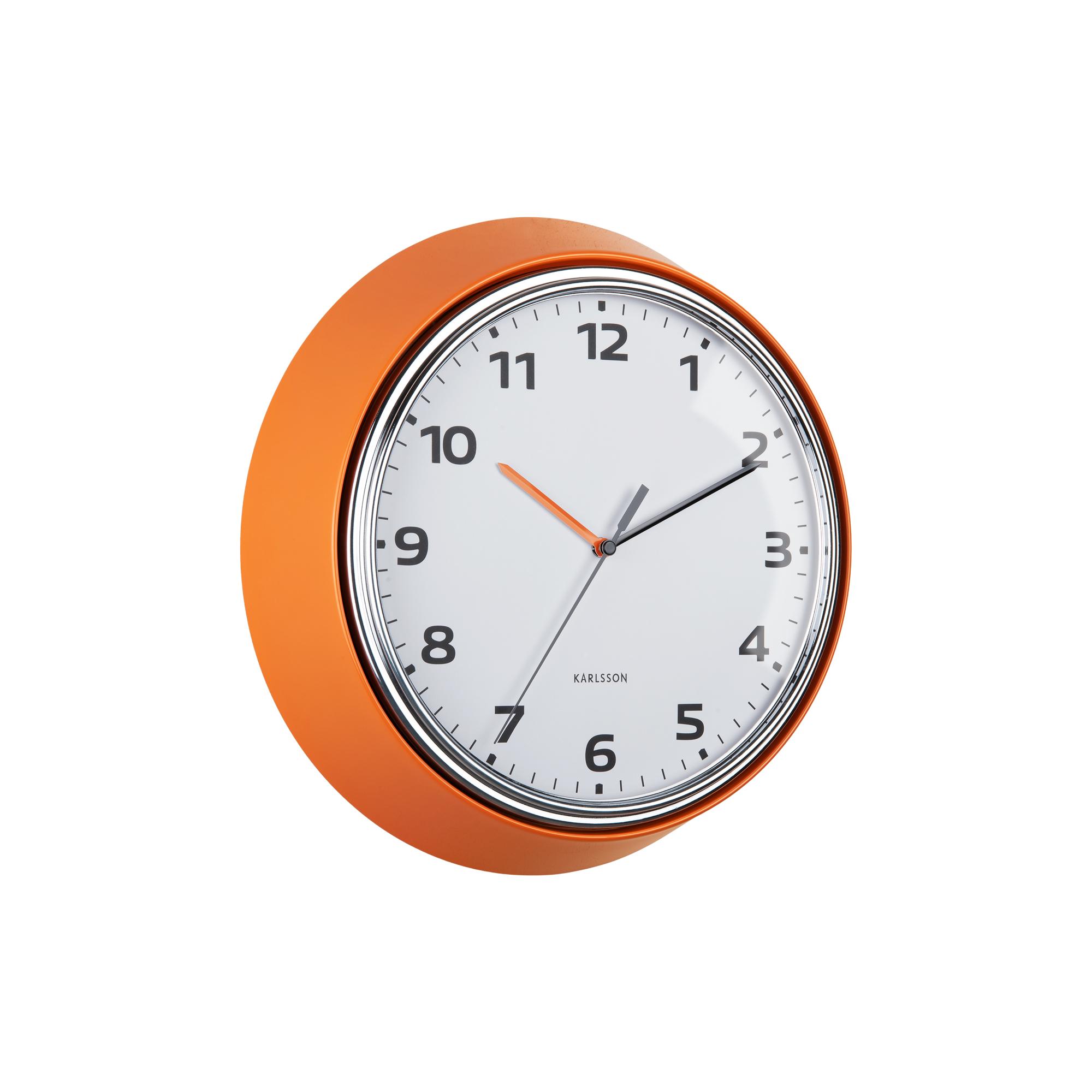 Karlsson wandklok Modern Retro - oranje - Ø34cm