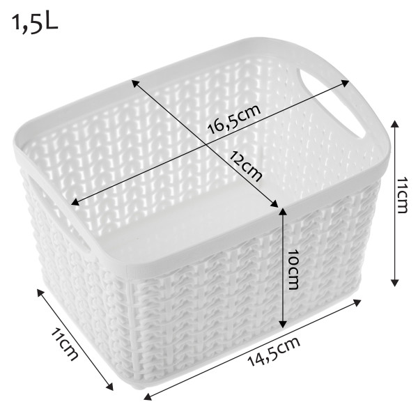 Koszyk Kosz Pojemnik Biały 1,5L Organizer Pudełko