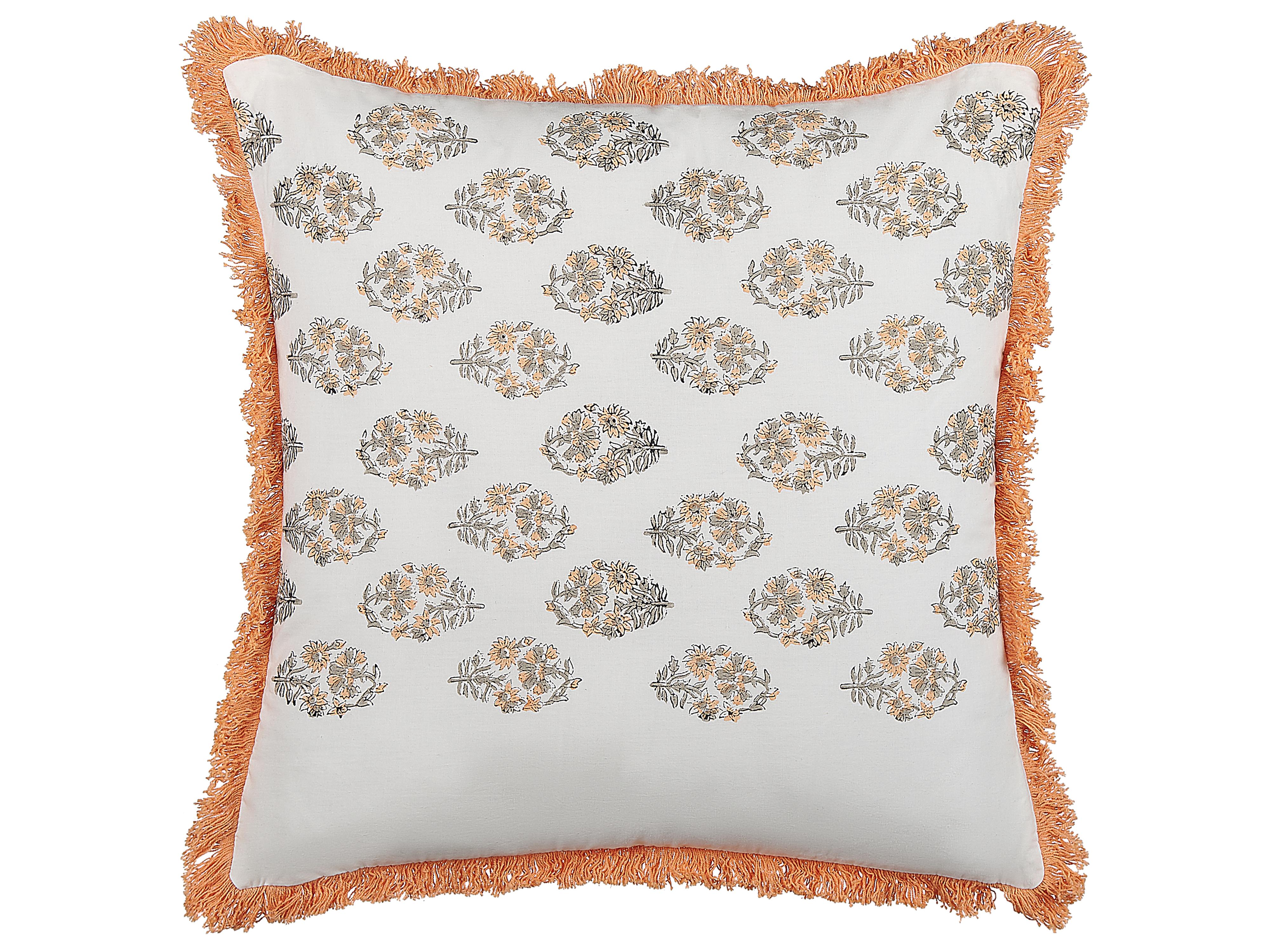 Throw Cushion SATIVUS Cotton 45 x 45 cm Orange Floral Pattern