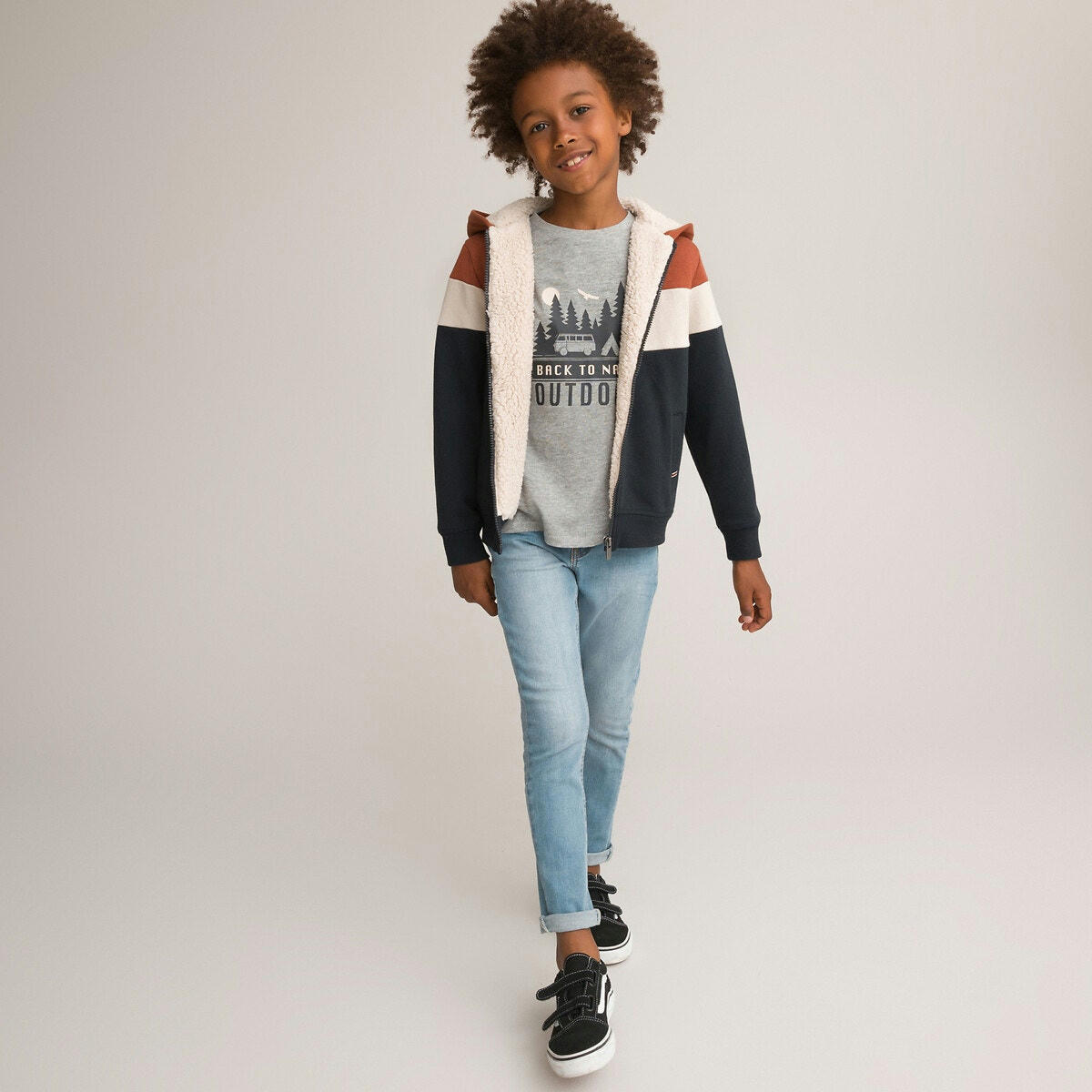 Sweat zippé à capuche, doublé maille peluche