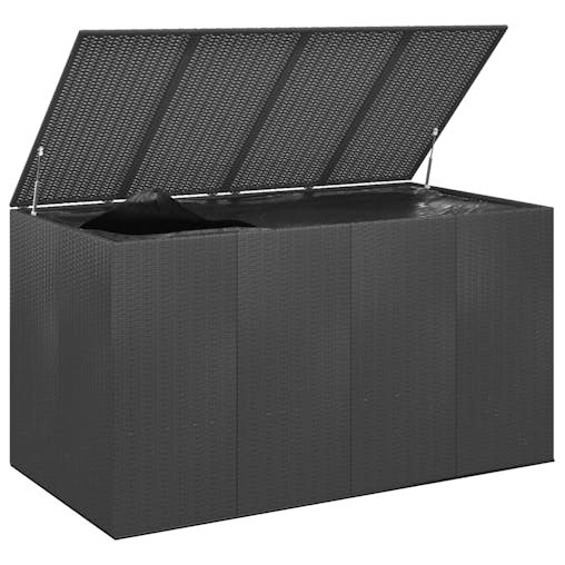 NNEVL Garden Cushion Box PE Rattan 194x100x103 cm Black