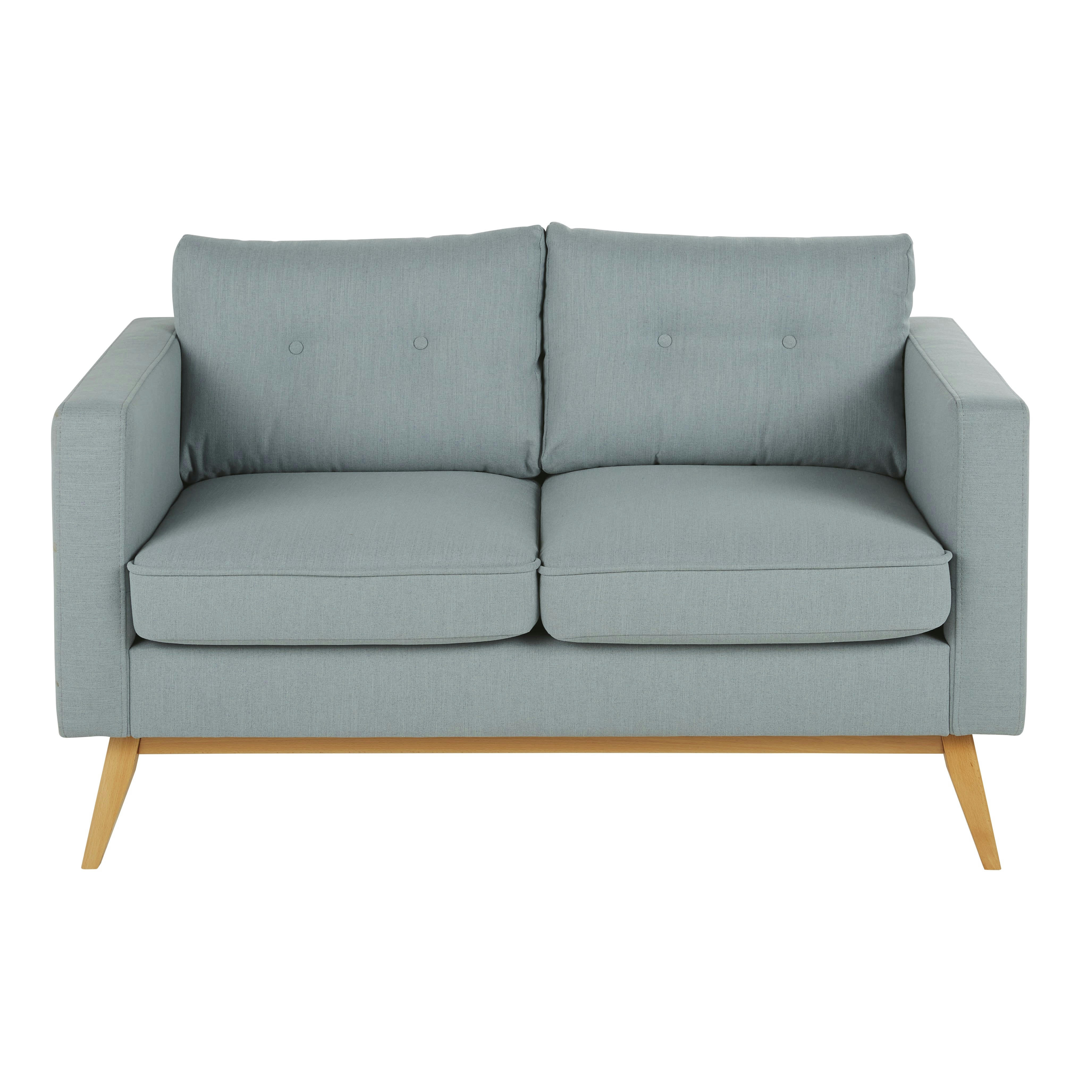 Brooke - Canapé style scandinave 2 places bleu glacier chiné