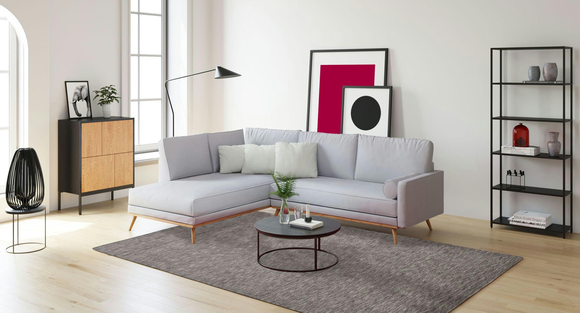 HOLI - Tapis salon - tissé main - 100% laine naturelle - gris 190x290 cm