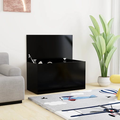 NNEVL Storage Chest Black 84x42x46 cm Engineered Wood