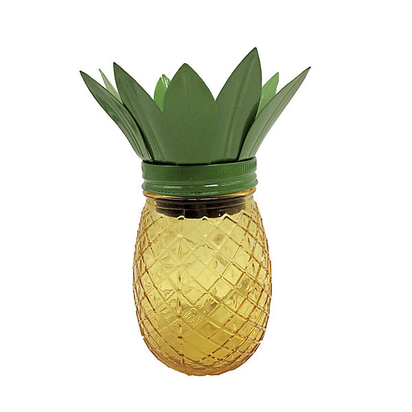 Ananas solaire en verre- Hauteur 18,5 cm- lumière blanc chaud- 3 Lumens- Eclairage extérieur Jardin