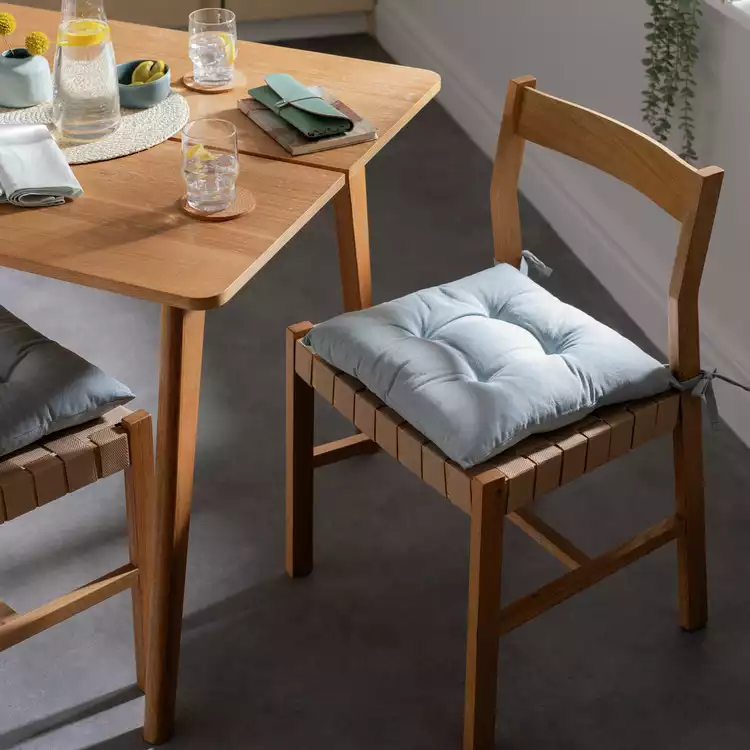 Habitat Chambray Pack of 2 Seat Cushions - Duck Egg