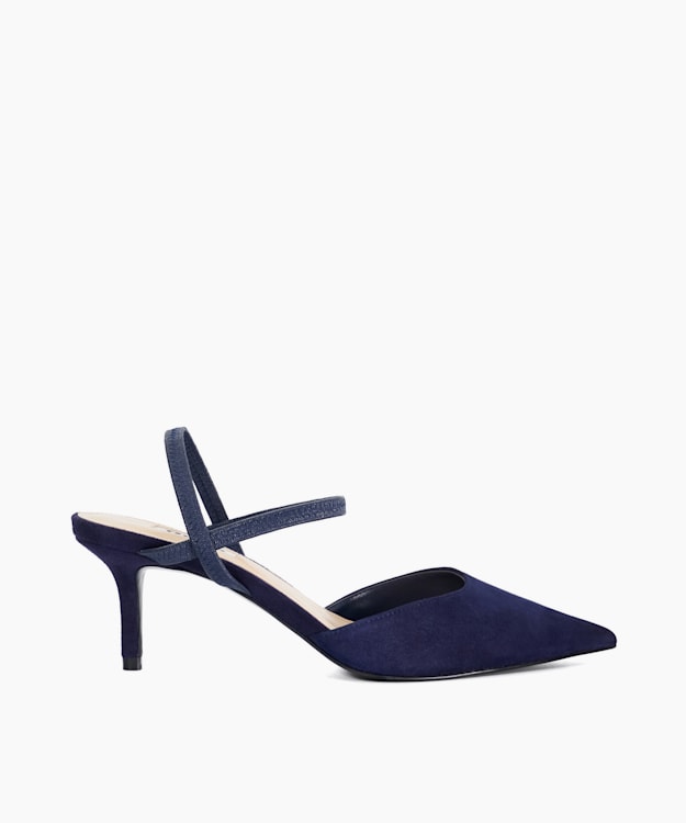 Classical Navy - Suede Slingback Courts