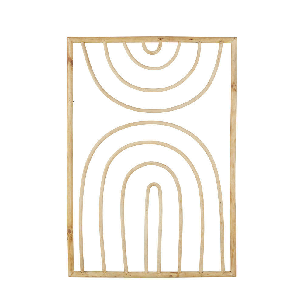 PEDRO - Déco murale en rotin beige 84x120