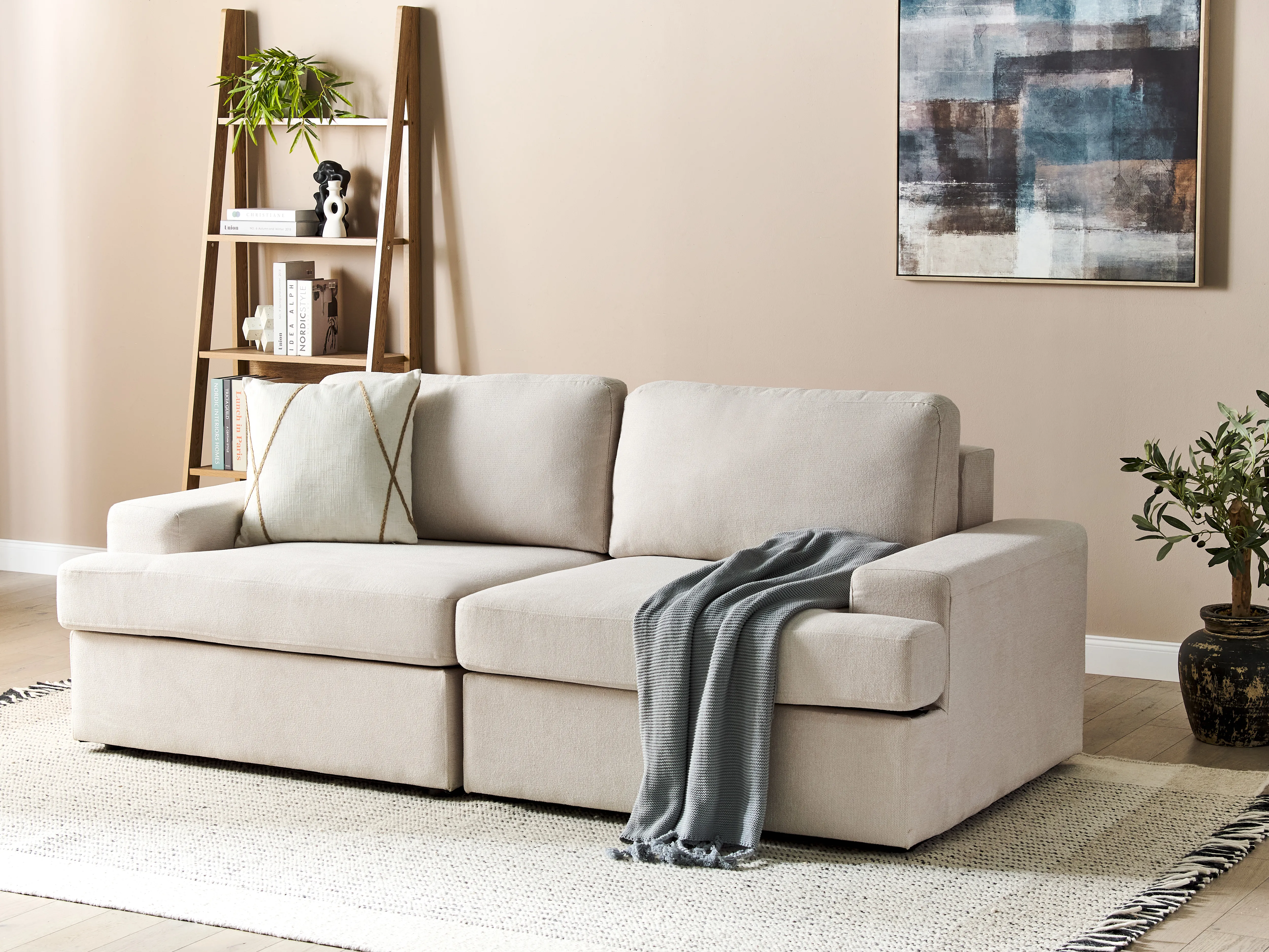 Sofa 3 Seater ALLA Fabric Light Beige