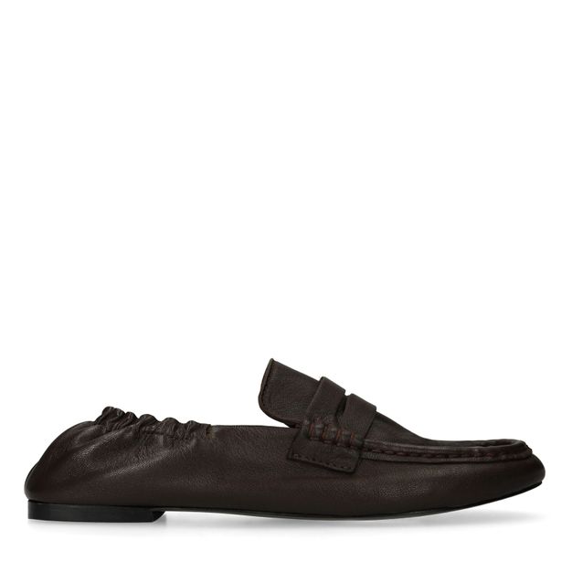 Bruine leren loafers met rimpel design