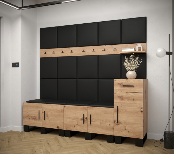 Garderoba do przedpokoju ARTIN 8 artisan   ekoskóra czarna