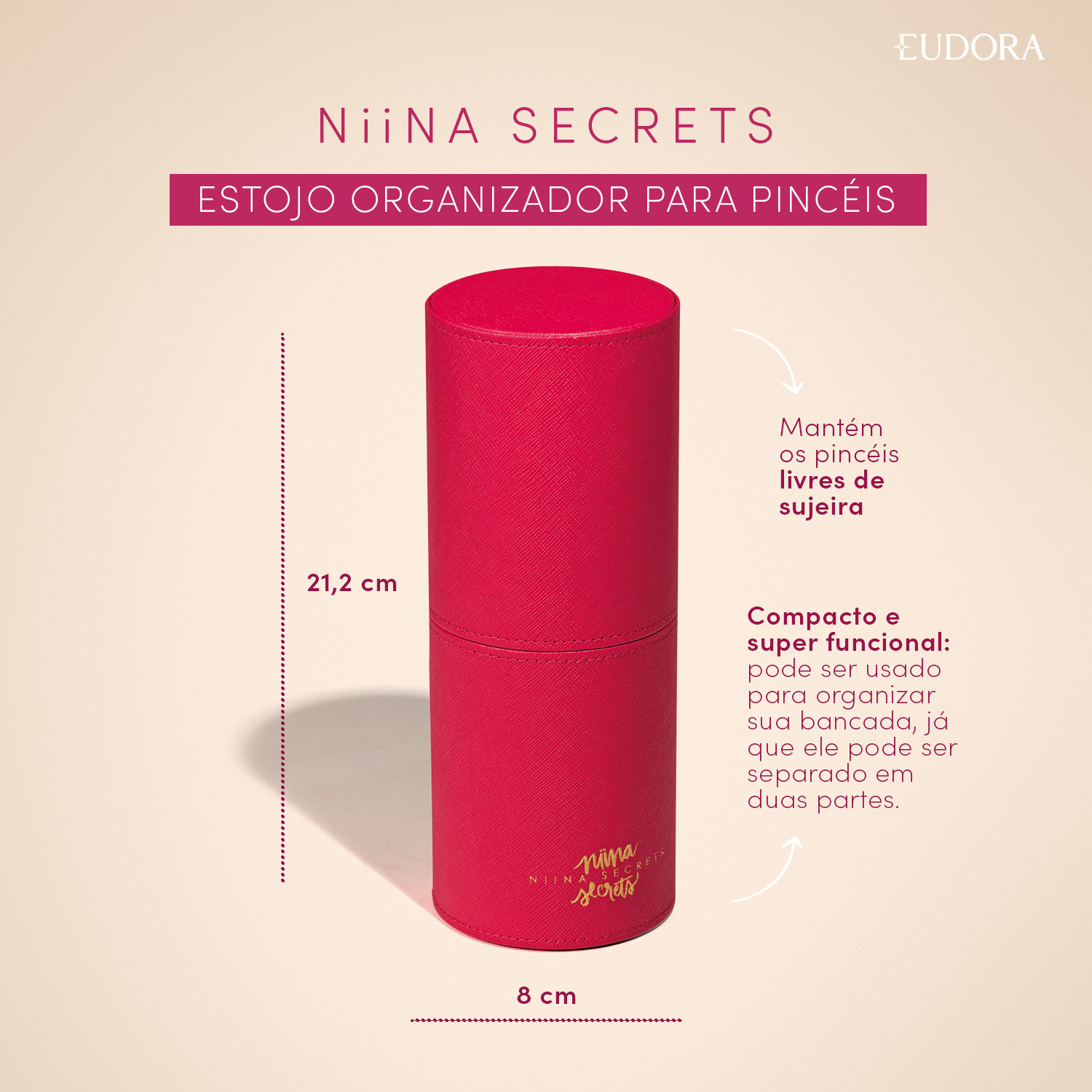 Estojo Organizador para Pincéis Pink Case Niina Secrets