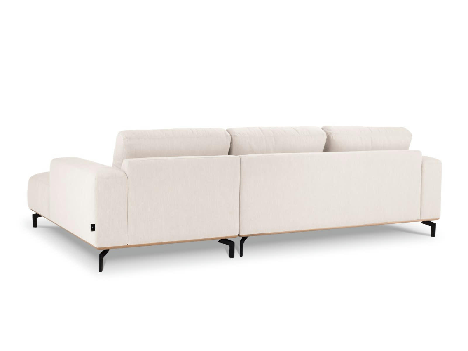 MARC - Canapé D'Angle Droit 5 places en Tissu Structurel Beige Clair