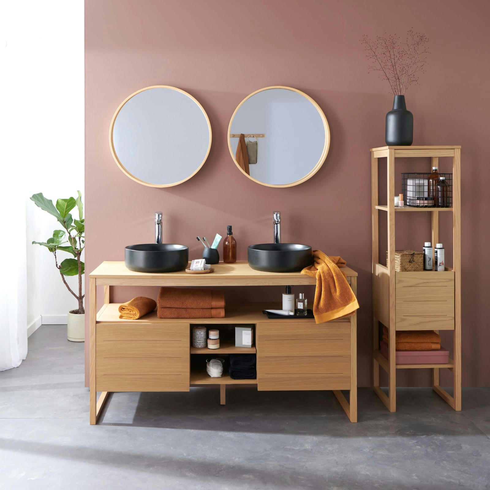 - Plan vasque intégré en résine de synthèse ENIO 140cm blanc