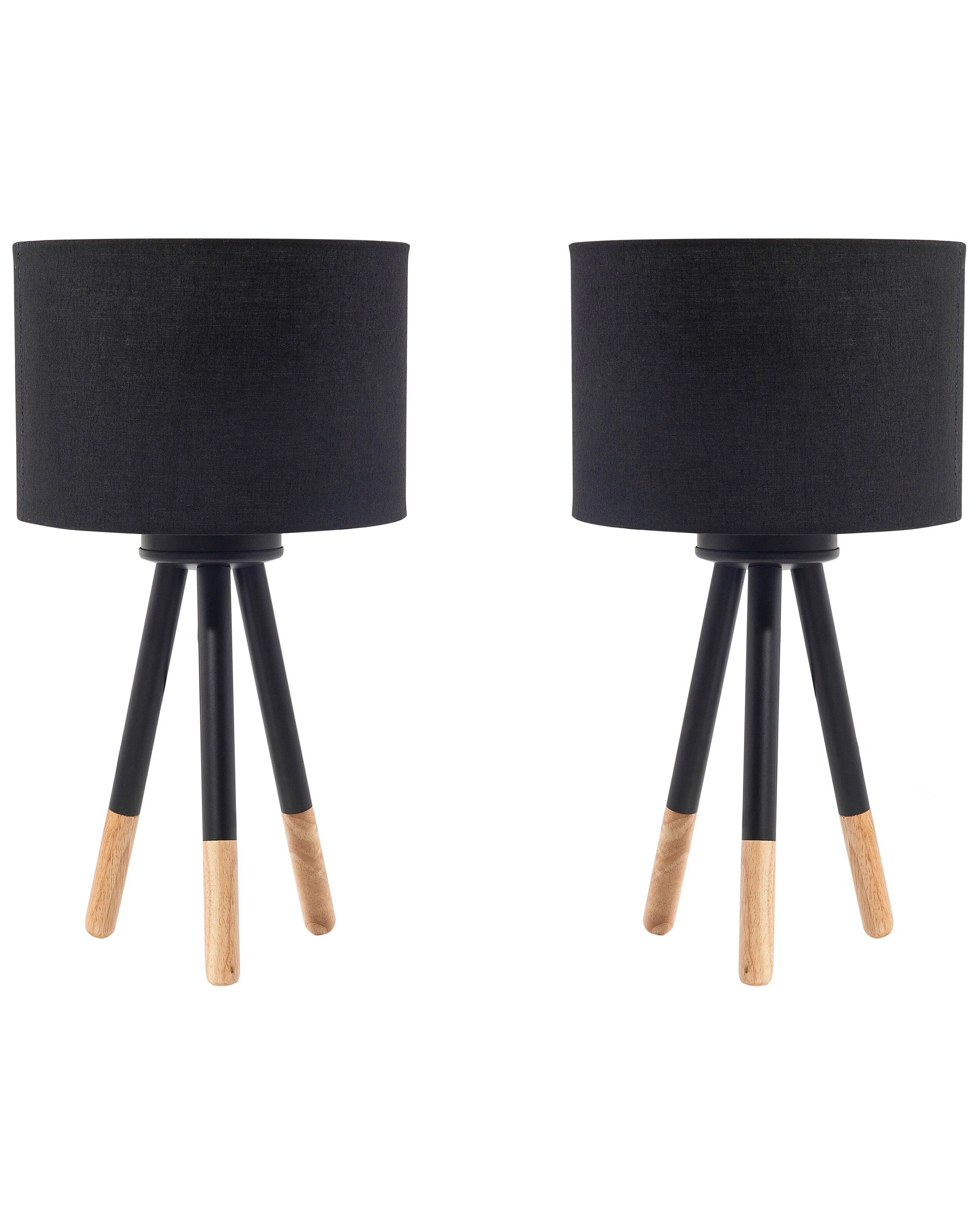 Set of 2 Table Lamps TOBOL Ash Wood Black