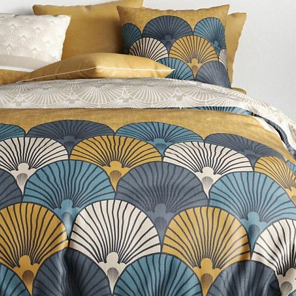 Housse de couette 240x260 cm   2 taies d'oreiller 63x63 cm coton maka