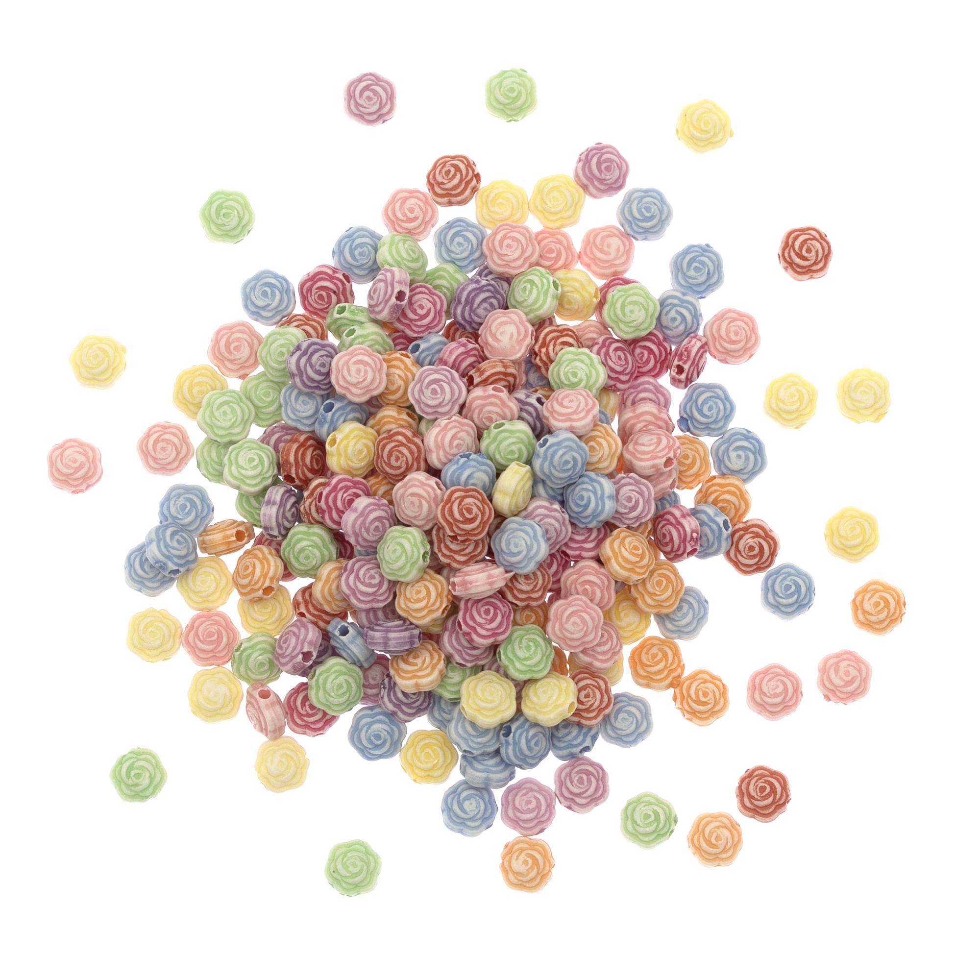 Assorted Pastel Flower Beads 50g