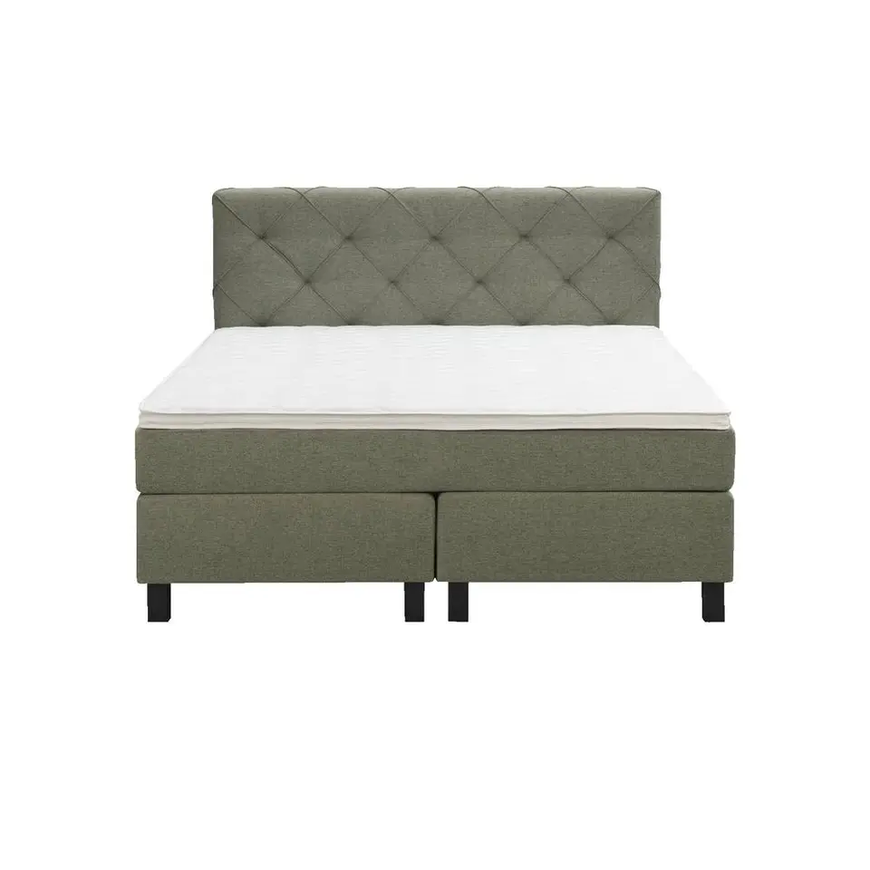 Boxspring Liv geruit - groen - 140x200 cm - vierkante poot