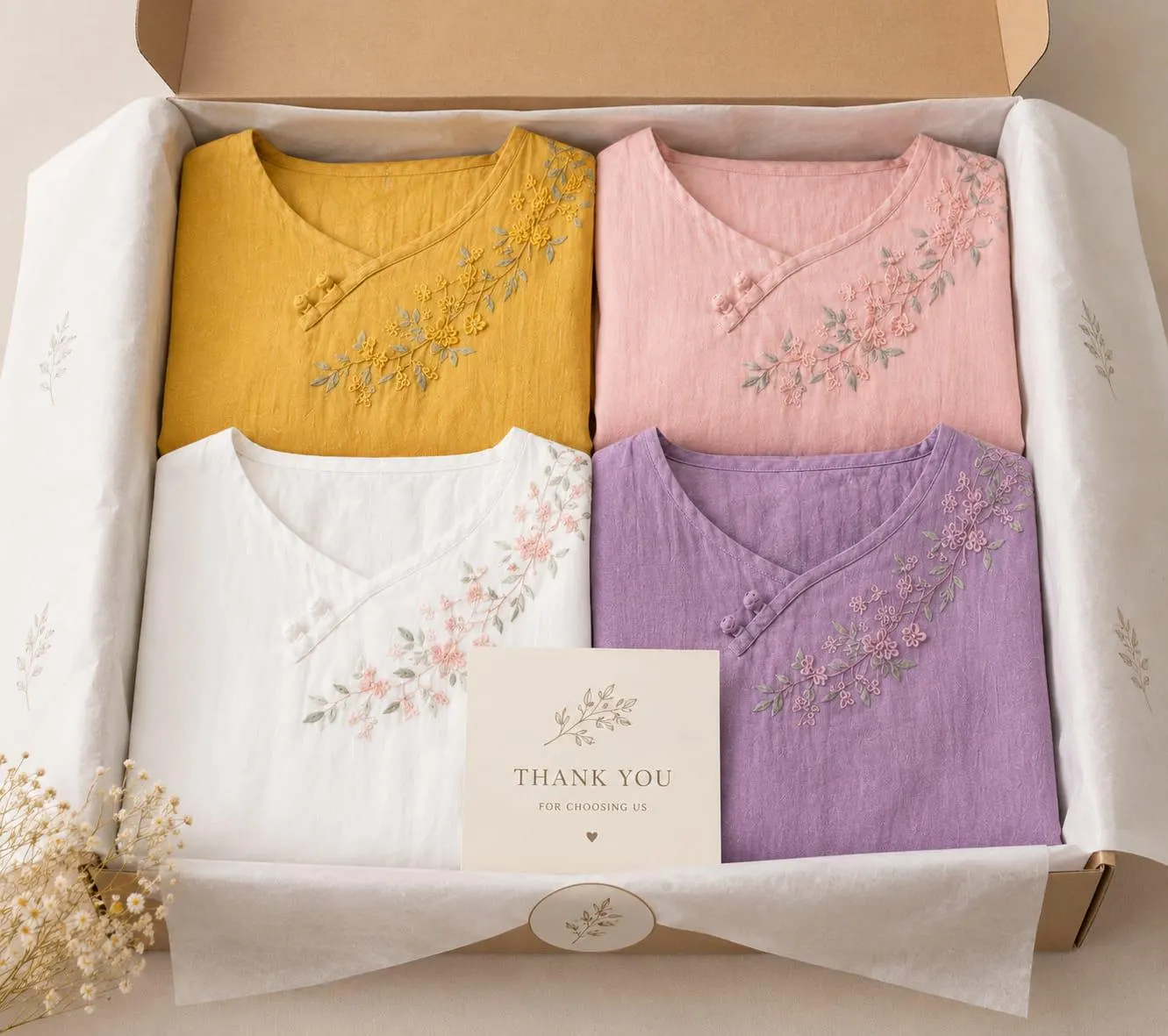 Cotton Linen Embroidered Top, Women's Loose Fit Crew Neck, Vintage Floral Blouse