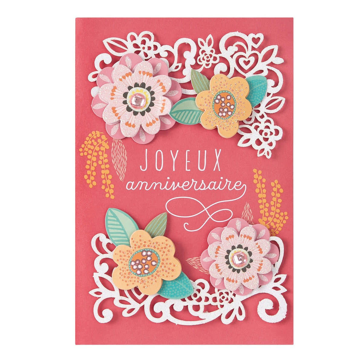 - Carte Anniversaire Femme Décor En Fleurs Reliefées