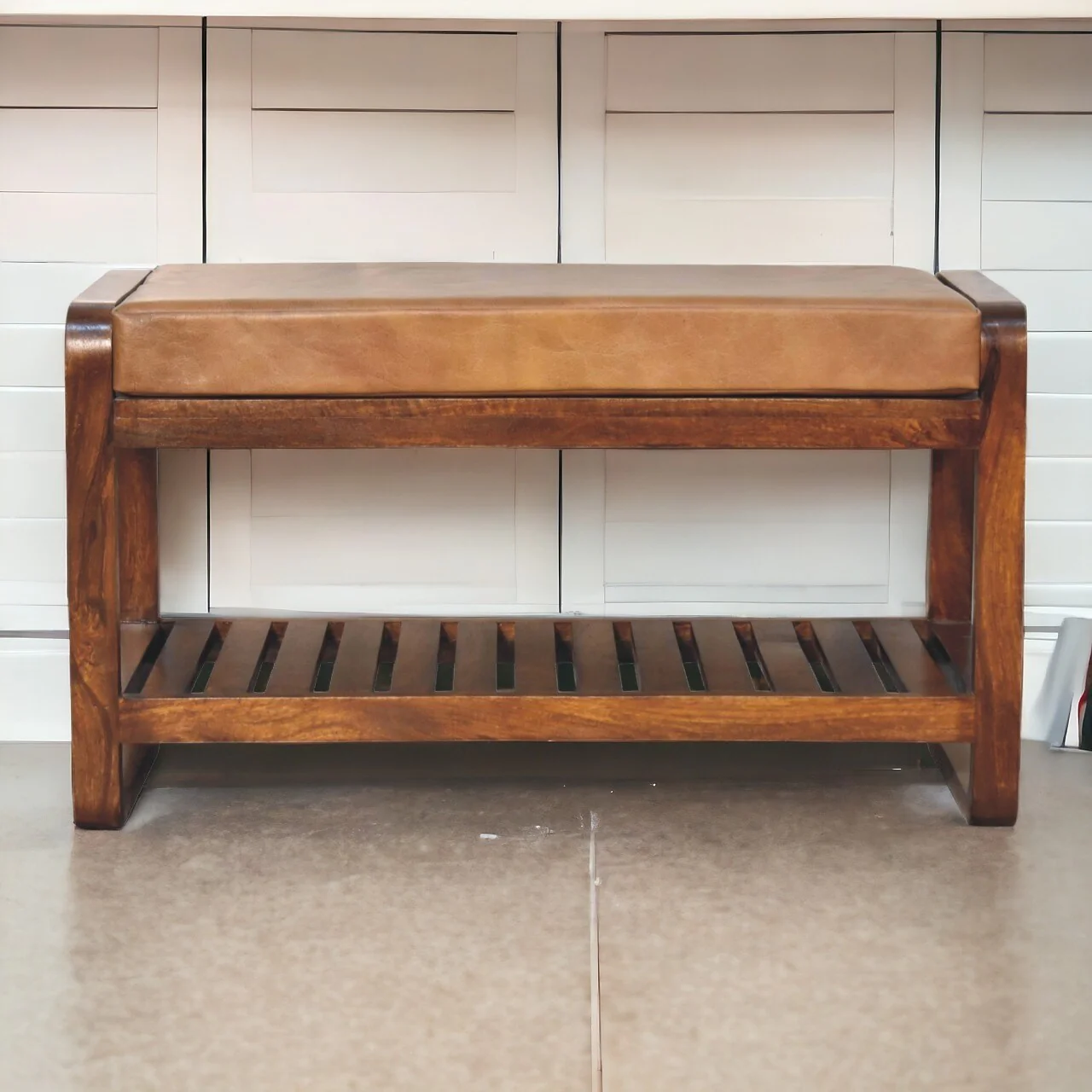Artisan Furniture Solid Wood Buffalo Slatted Hallway Bench