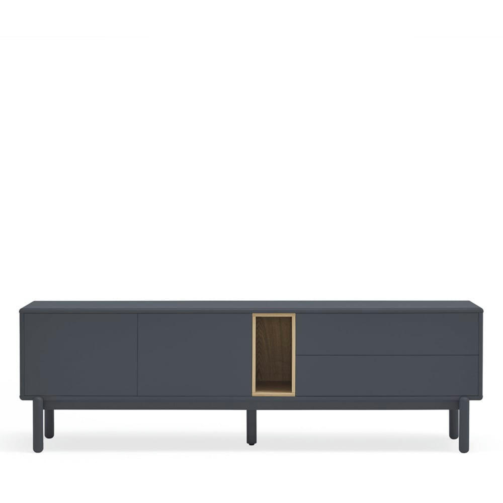 CORVO - Meuble tv 2 portes 2 tiroirs en bois L180cm gris anthracite