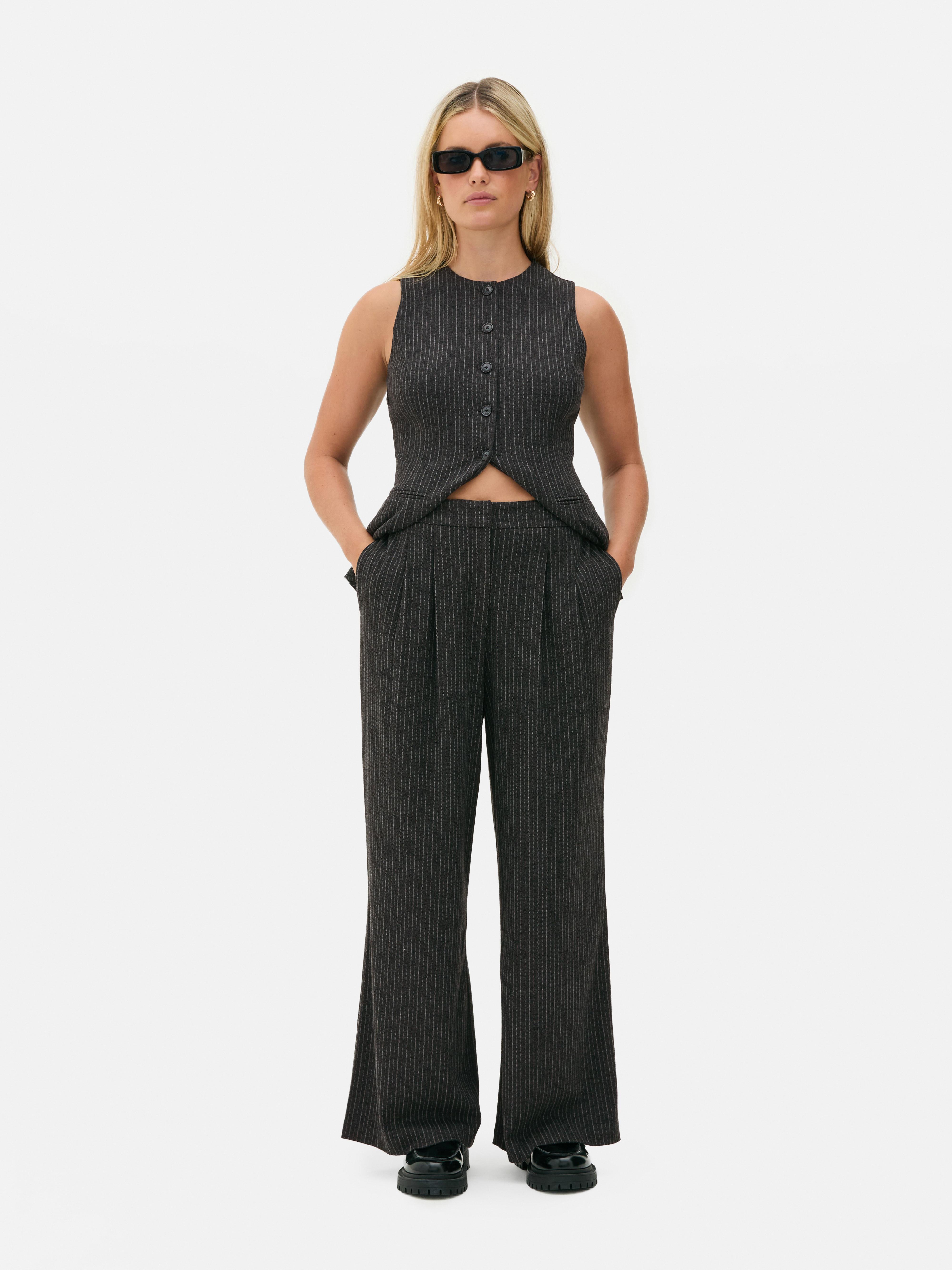 Pinstripe Wide Leg Pants
