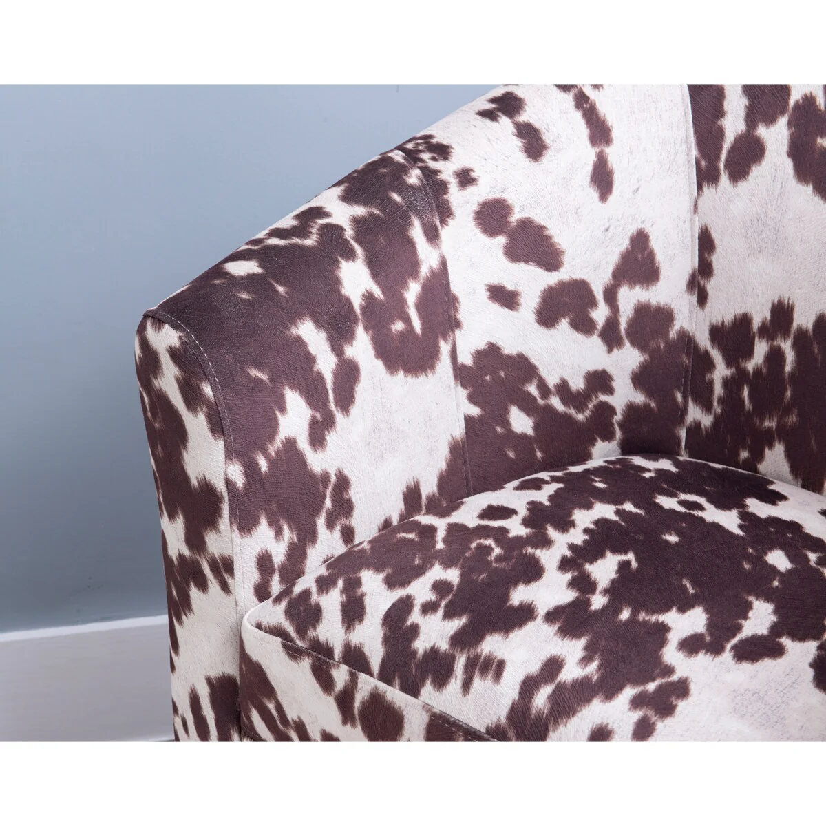 Andrew Barrel Brown and White Cow Print Club Chair