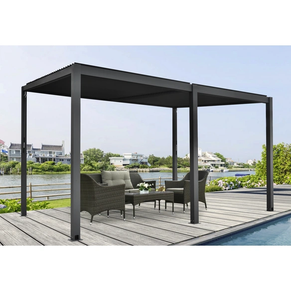 Terrassenüberdachung, Breite: 400 cm, Dach: aluminium, anthrazit
