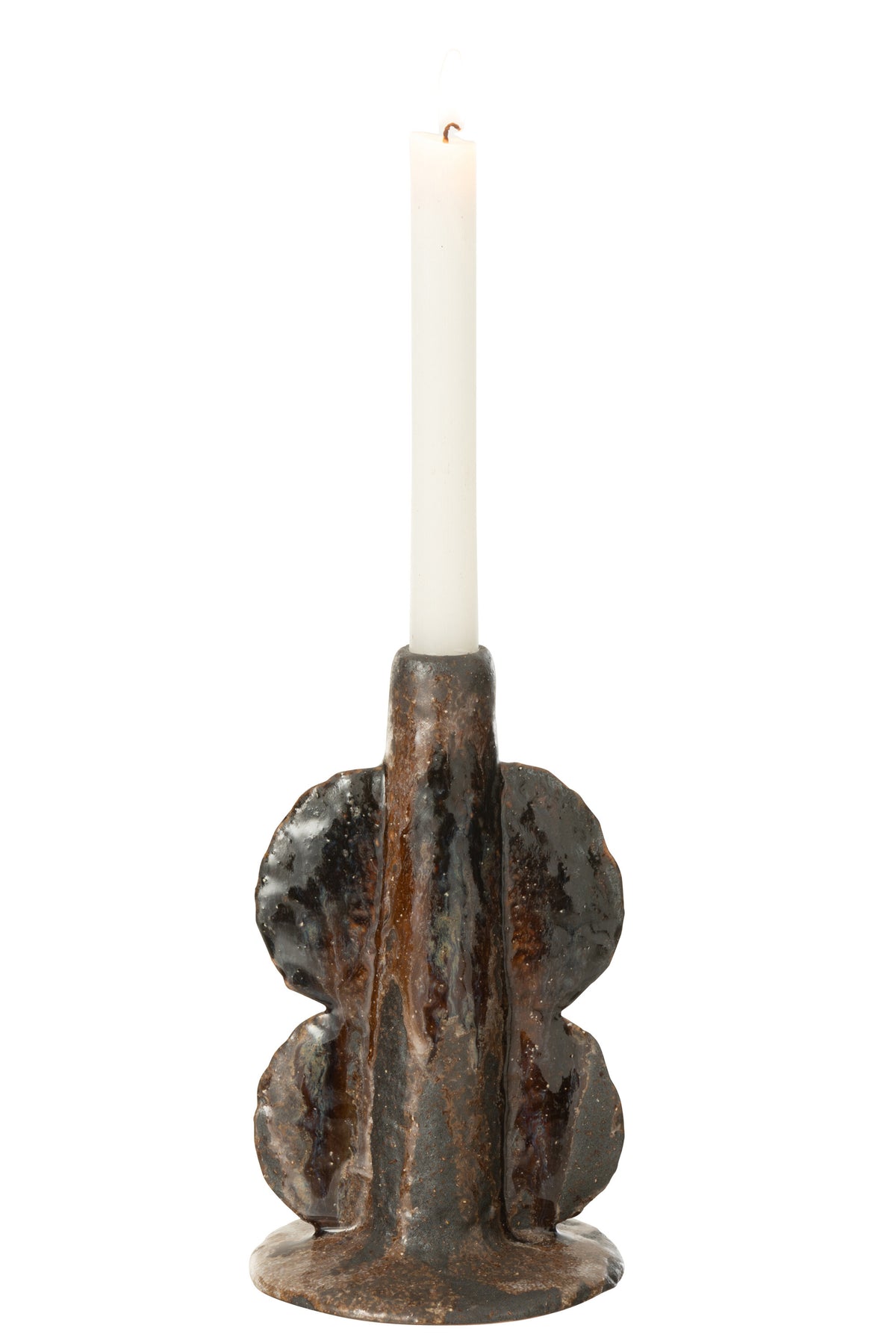 J-Line vaas Naga - keramiek - zwart/bruin - small - 20 cm hoog