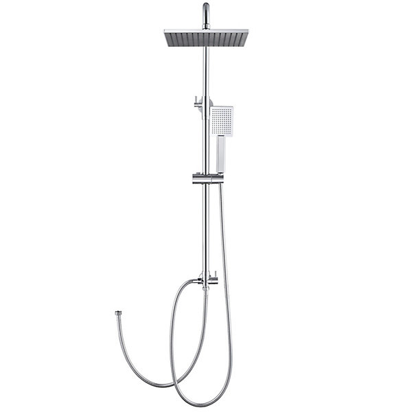 Colonne de douche sans robinetterie avec pommeau   douchette  flexible   barre réglable, chrome