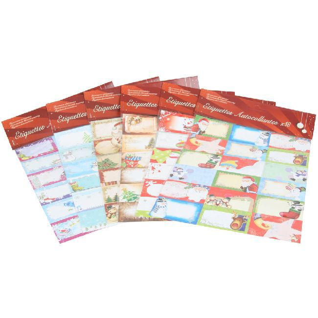 étiquettes autocollantes de No&euml;l X18 (plusieurs modèles)