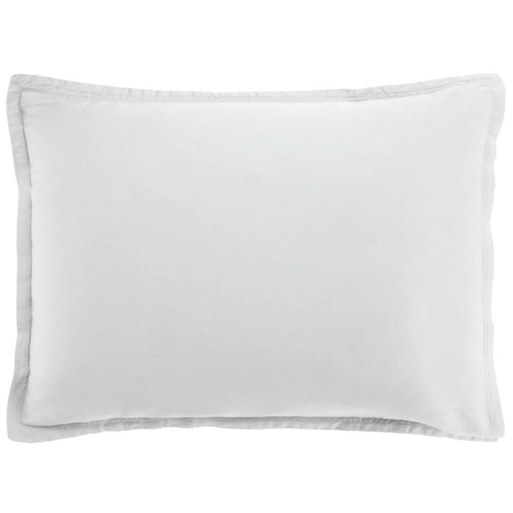 - Taie d'oreiller rectangle satin de coton blanc 50x70 cm