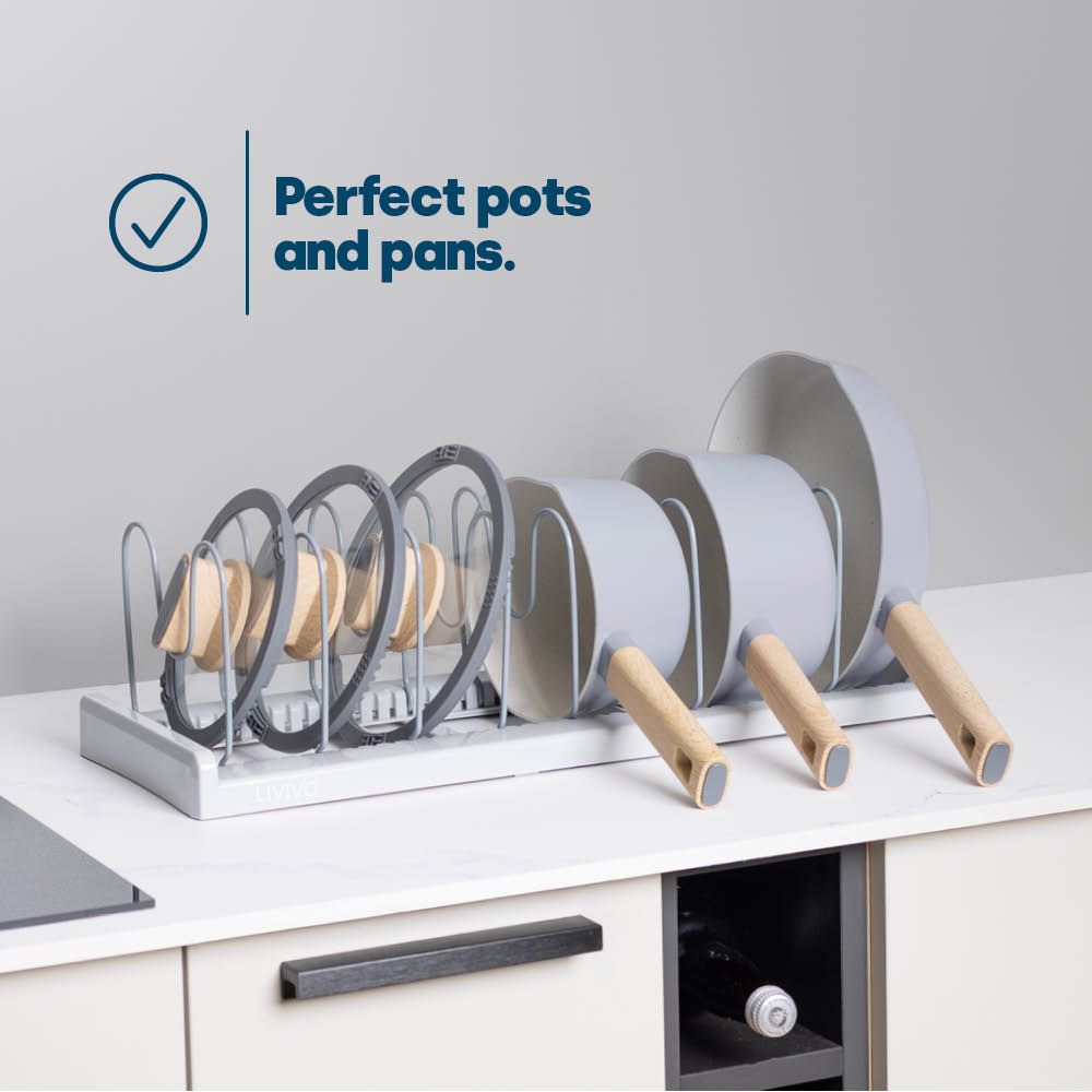 LIVIVO Extendable Pan Lid Holder Adjustable Kitchen Organiser