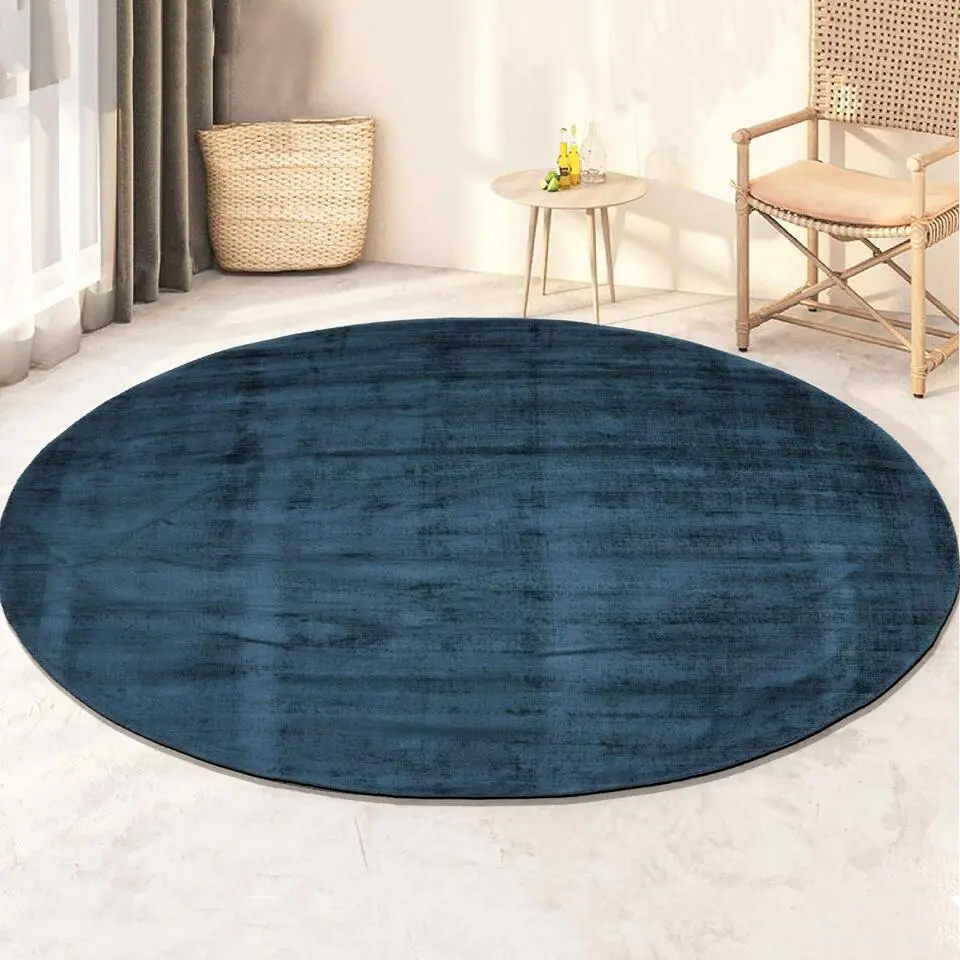 Dutch Lifestyle - Viscose - Vloerkleed - 115cm rond - Blauw