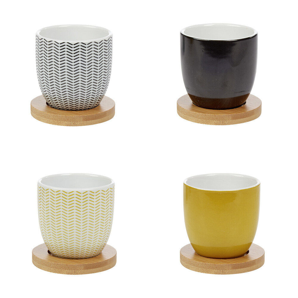 Gobelet à expresso avec sous tasse en bambou x4