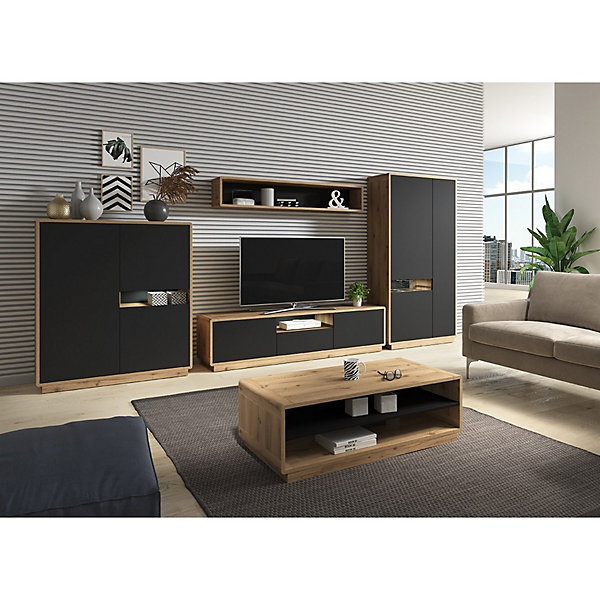 Etagère murale VILLA150 cm coloris chene et noir