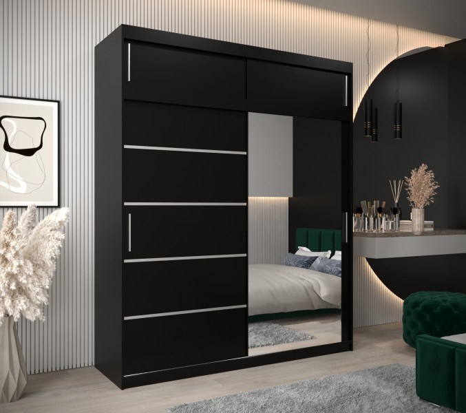 Szafa przesuwna Verona 2 200 czarny   czarny z nadstawką