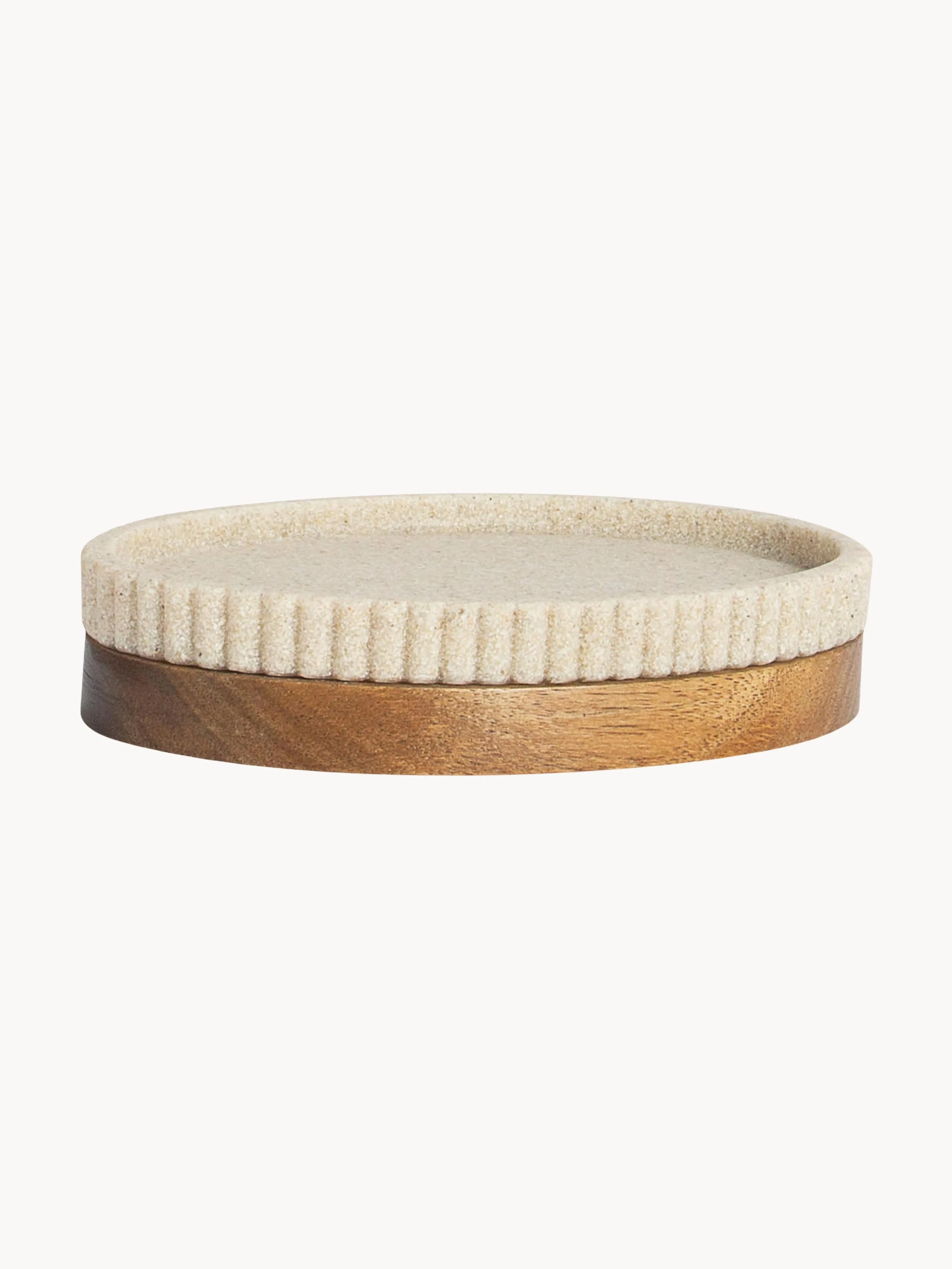 Ovale Seifenschale Laura mit Holz-Dekor