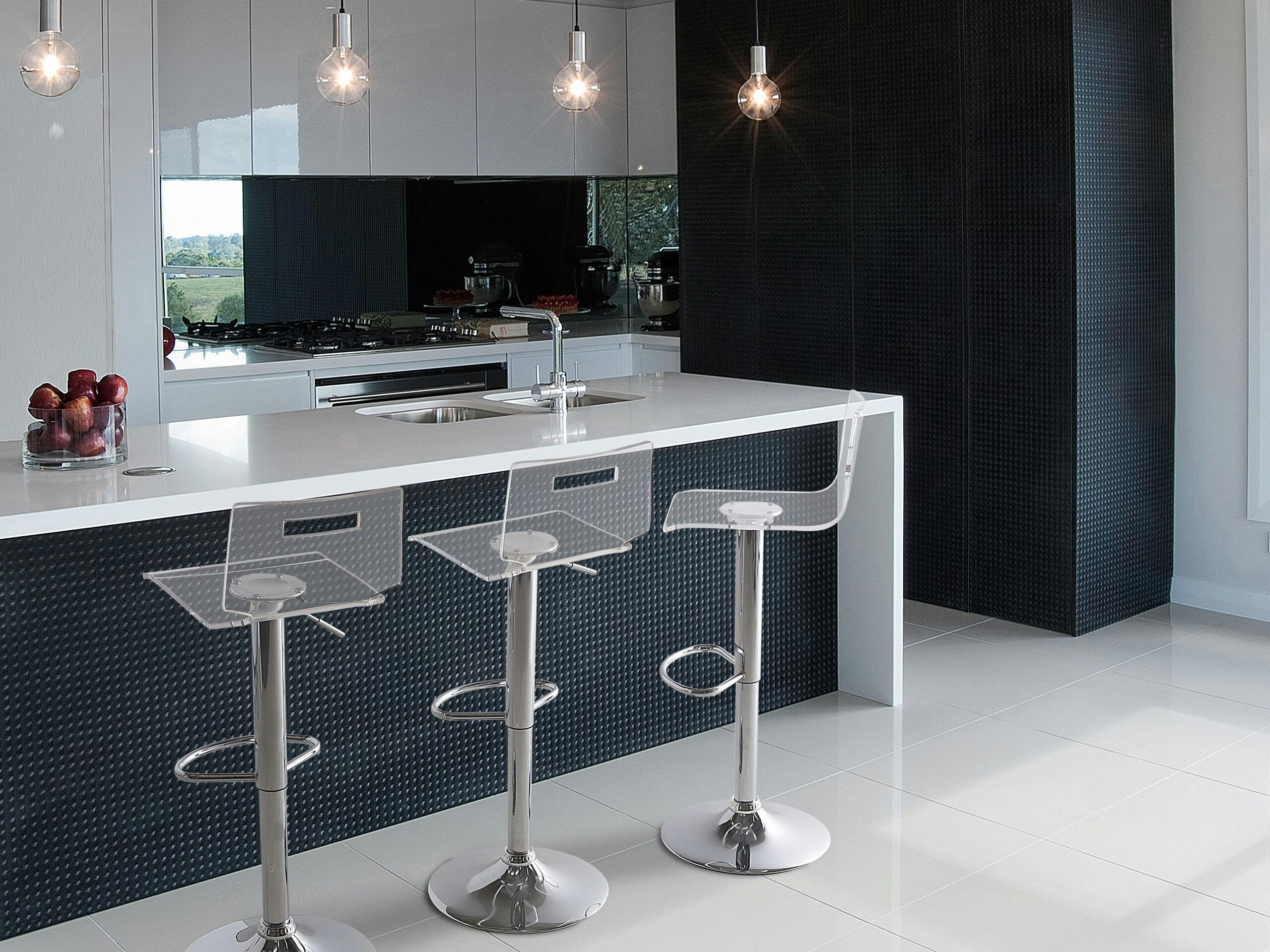 MALTA - Set de 2 chaises de bar transparentes blanches