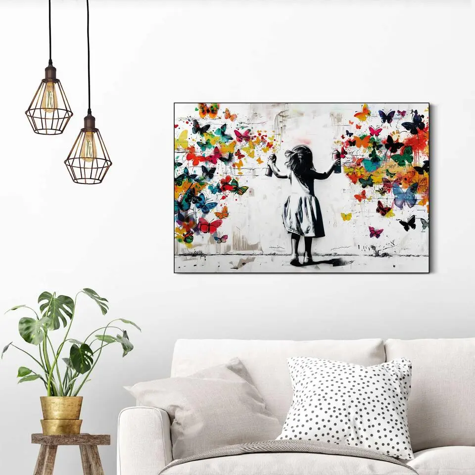 Schilderij Wolk van vlinders - 60 x 90 - Bont