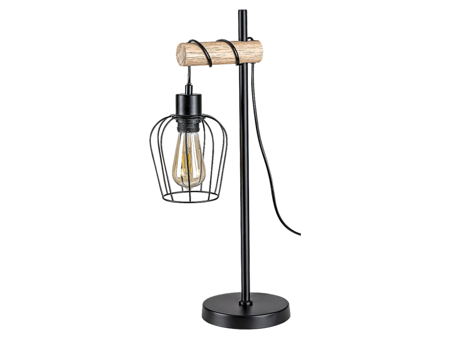 Lampa stołowa Fabian metalowa czarno-beżowa