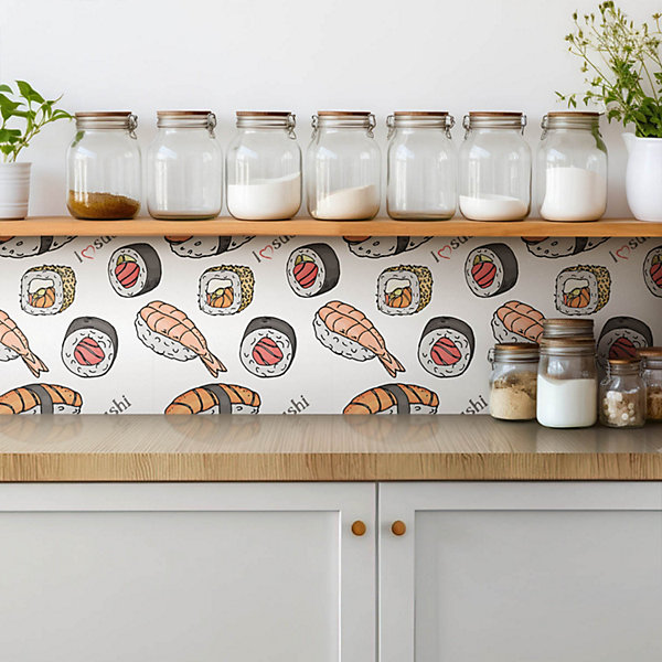 Carreaux vinyle Tulup 30x30 cm Sushis de dessin animé 9 pcs