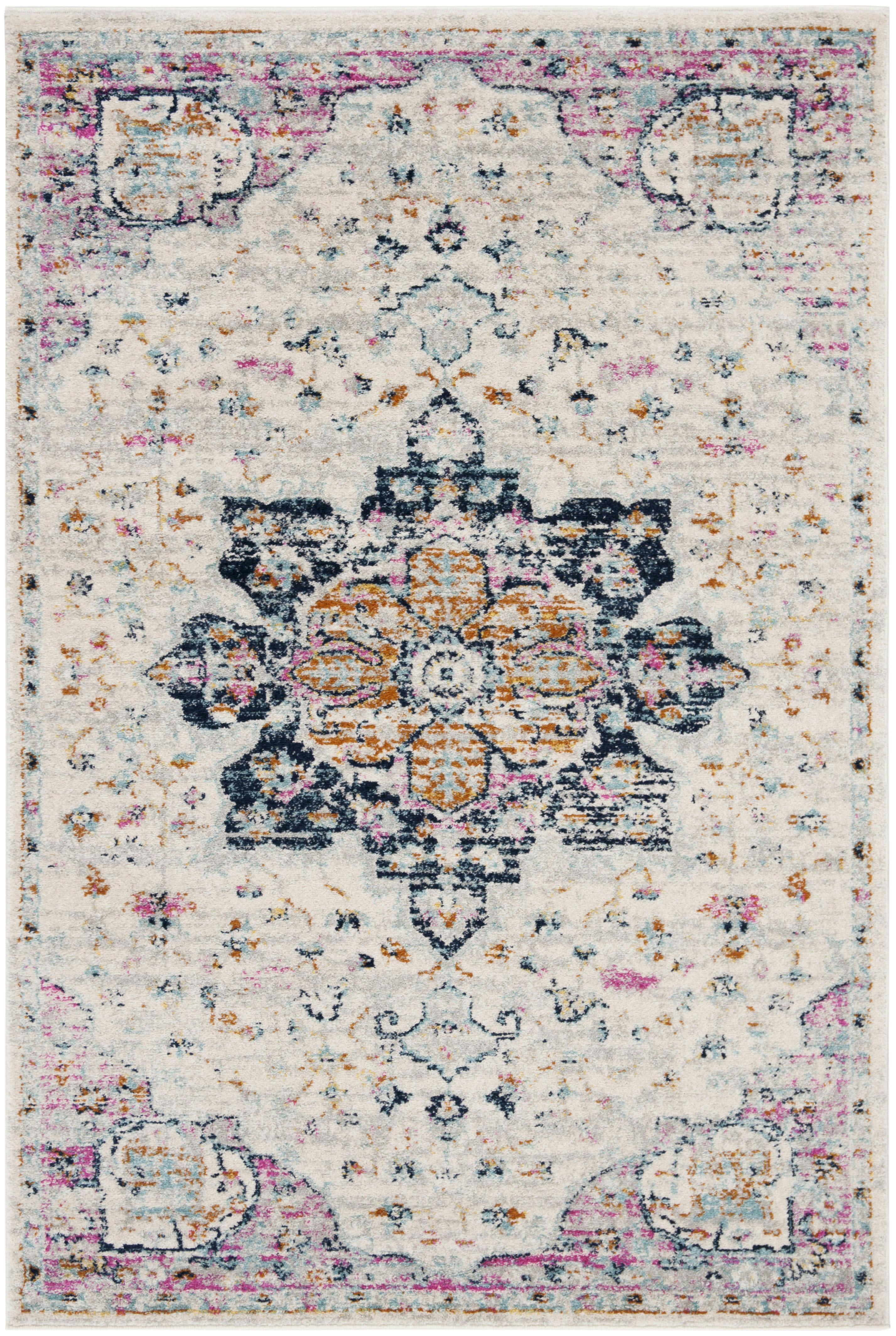 MADISON - Tapis de salon interieur en ivoire & fuchsia, 160 x 229 cm
